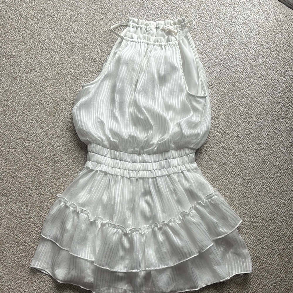 Mustard Seed White Ruffled Sleeveless Dress